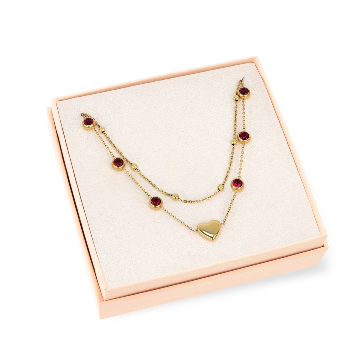 Ruby Heart Layered Necklace Set ❤️✨
